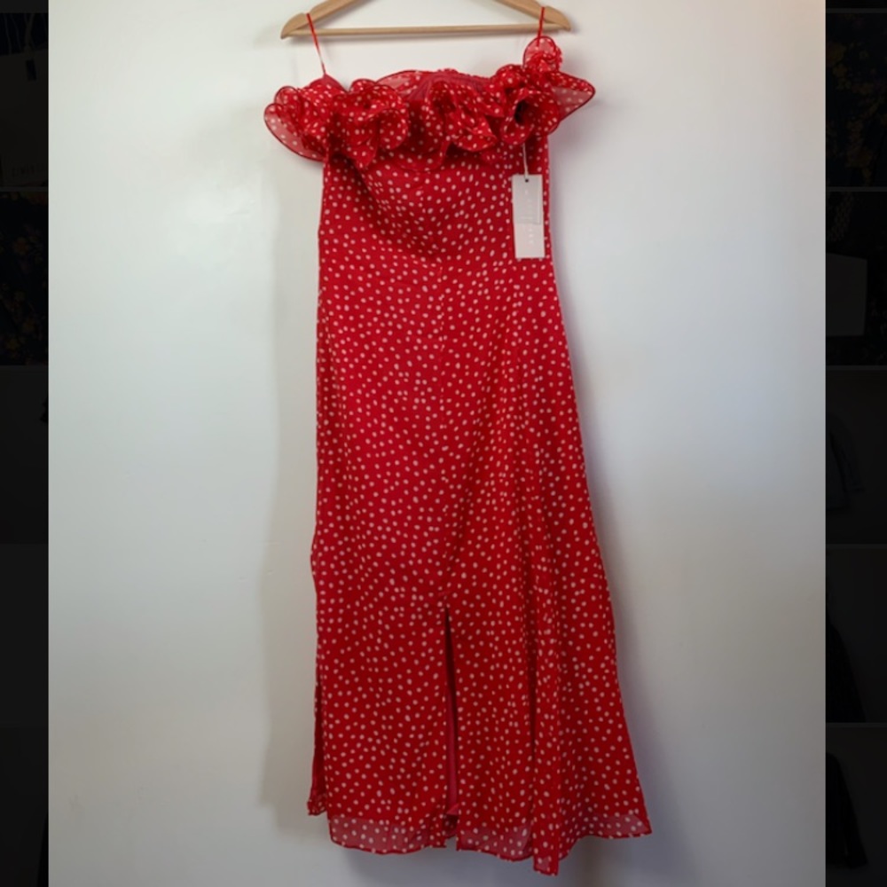 Keepsake Red Dot Ruffle Dress - Picture 3 of 10